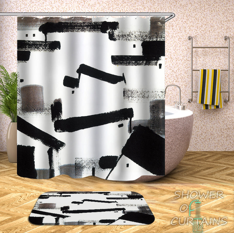 Art Paint Black And White Shower Curtain