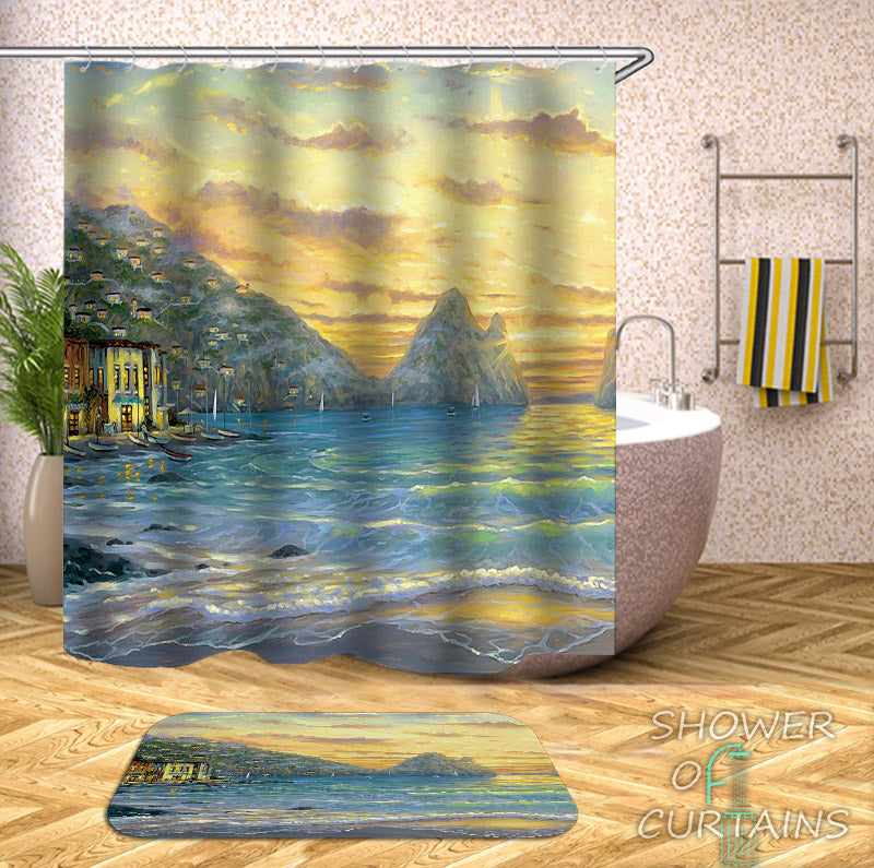 Art Painting Coastal Shower Curtains