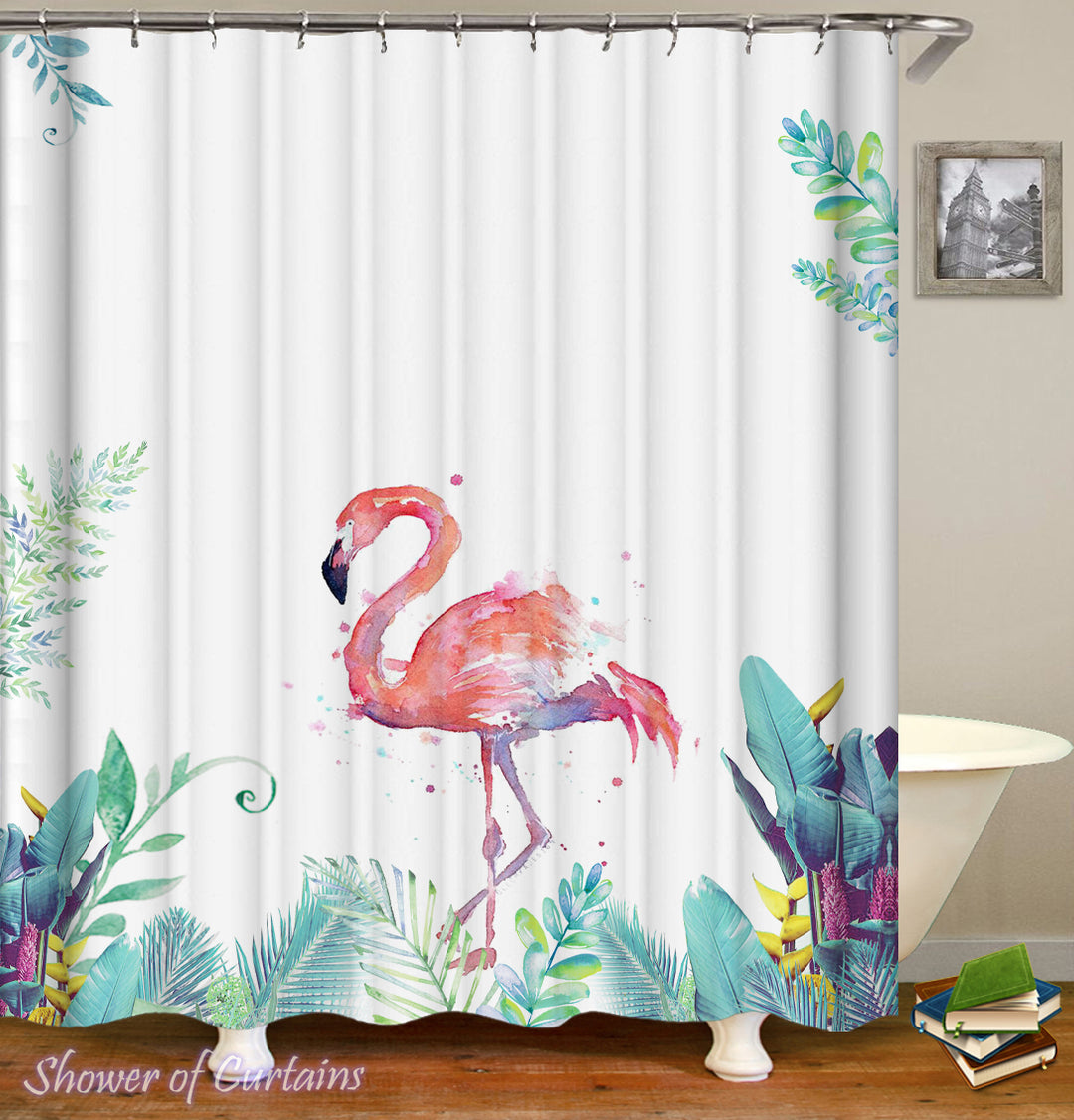 Art Painting Flamingo Shower curtain