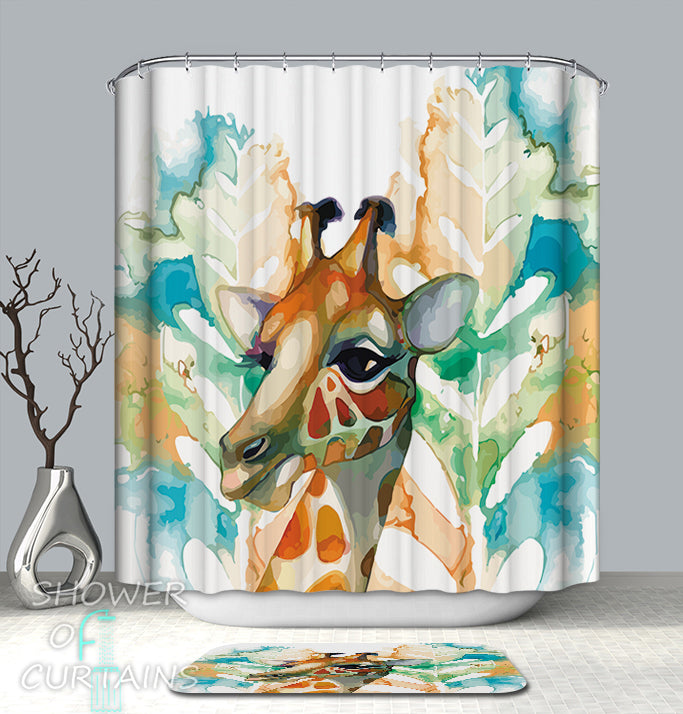 Art Painting Giraffe Shower Curtain