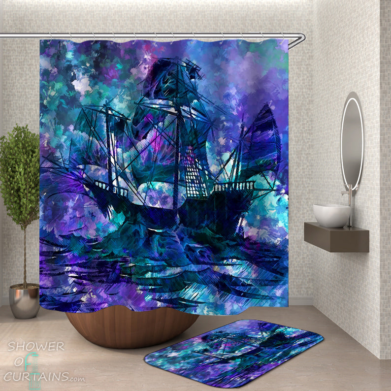 Art Ship Shower Curtain