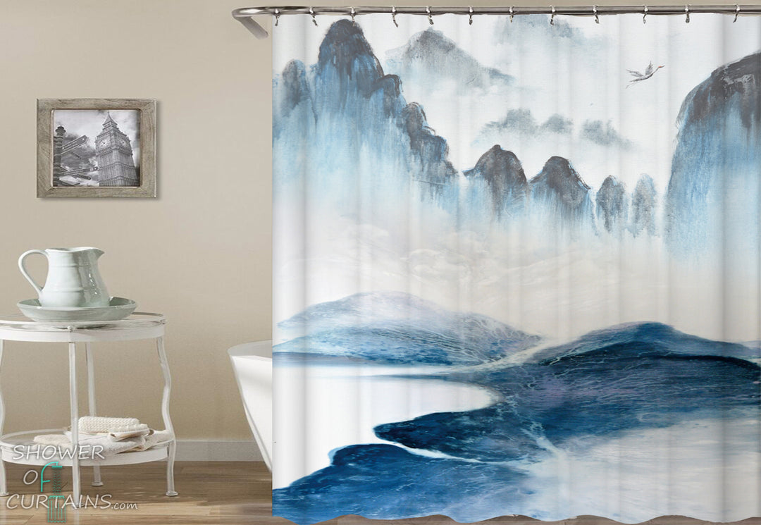 Art Shower Curtain of Ocean Cliffs Art