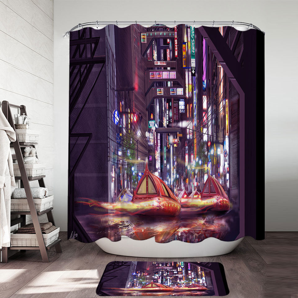 Artistic Future Tokyo City Shower Curtain