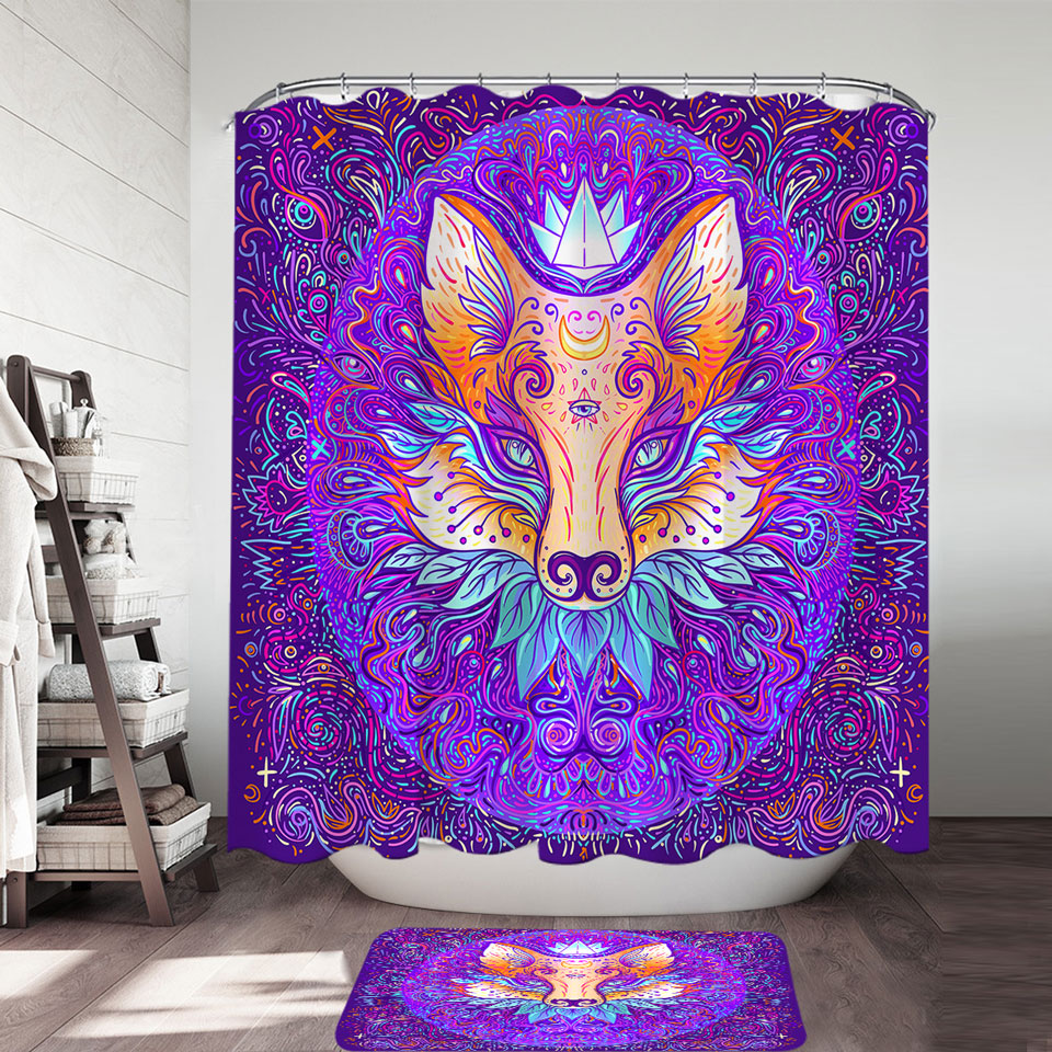 Artistic Oriental Royal Fox Shower Curtain