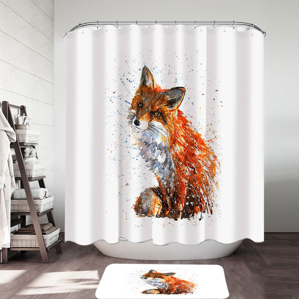 Artistic Painting Sweet Fox Modern Shower Curtains