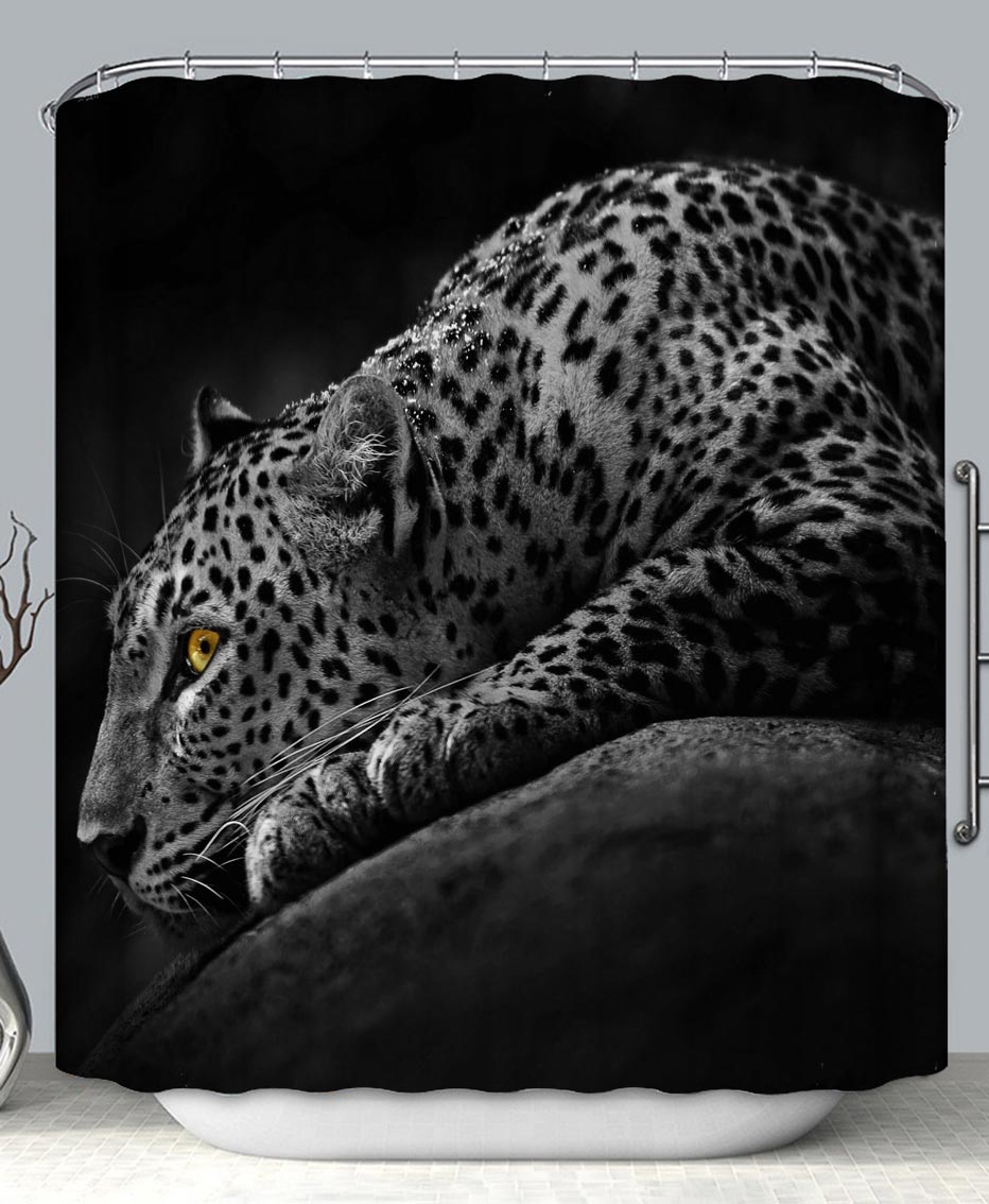 Artistic Photo Yellow Eye Wild Leopard Shower Curtain