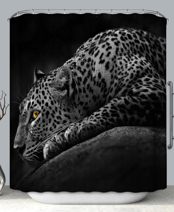 Artistic Photo Yellow Eye Wild Leopard Shower Curtain