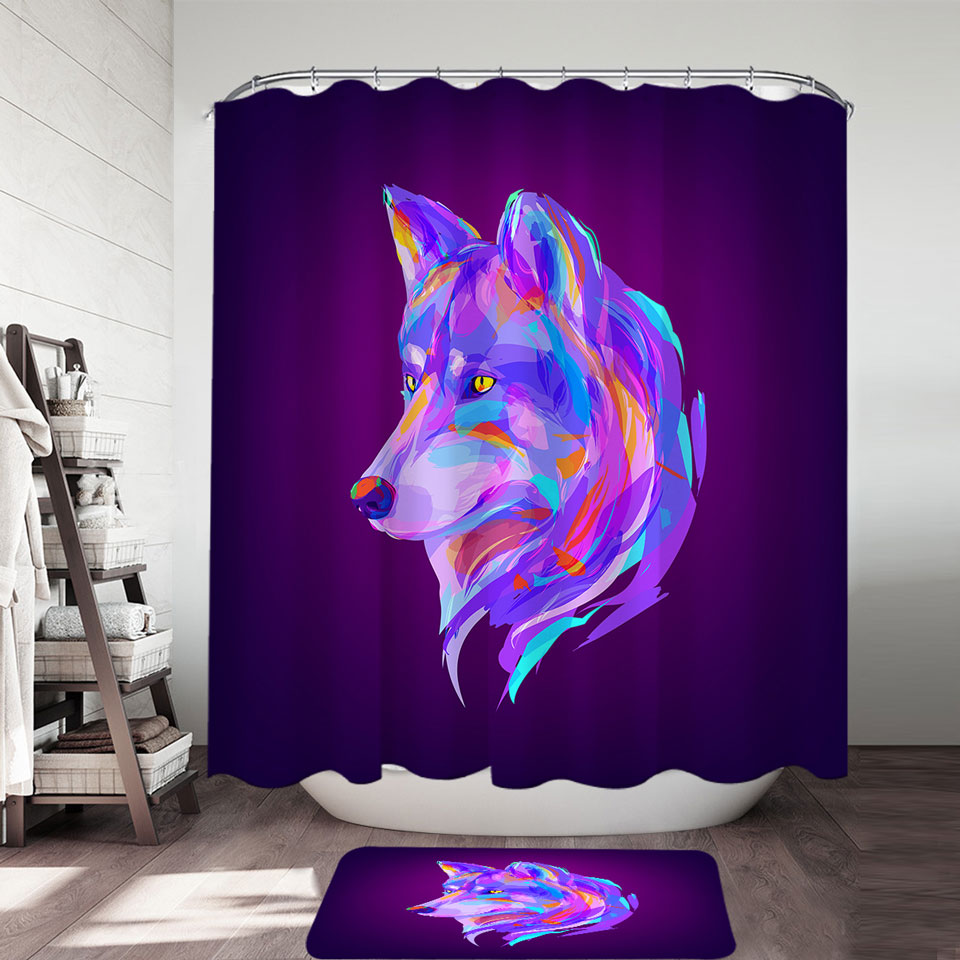 Artistic Purple Wolf Shower Curtains