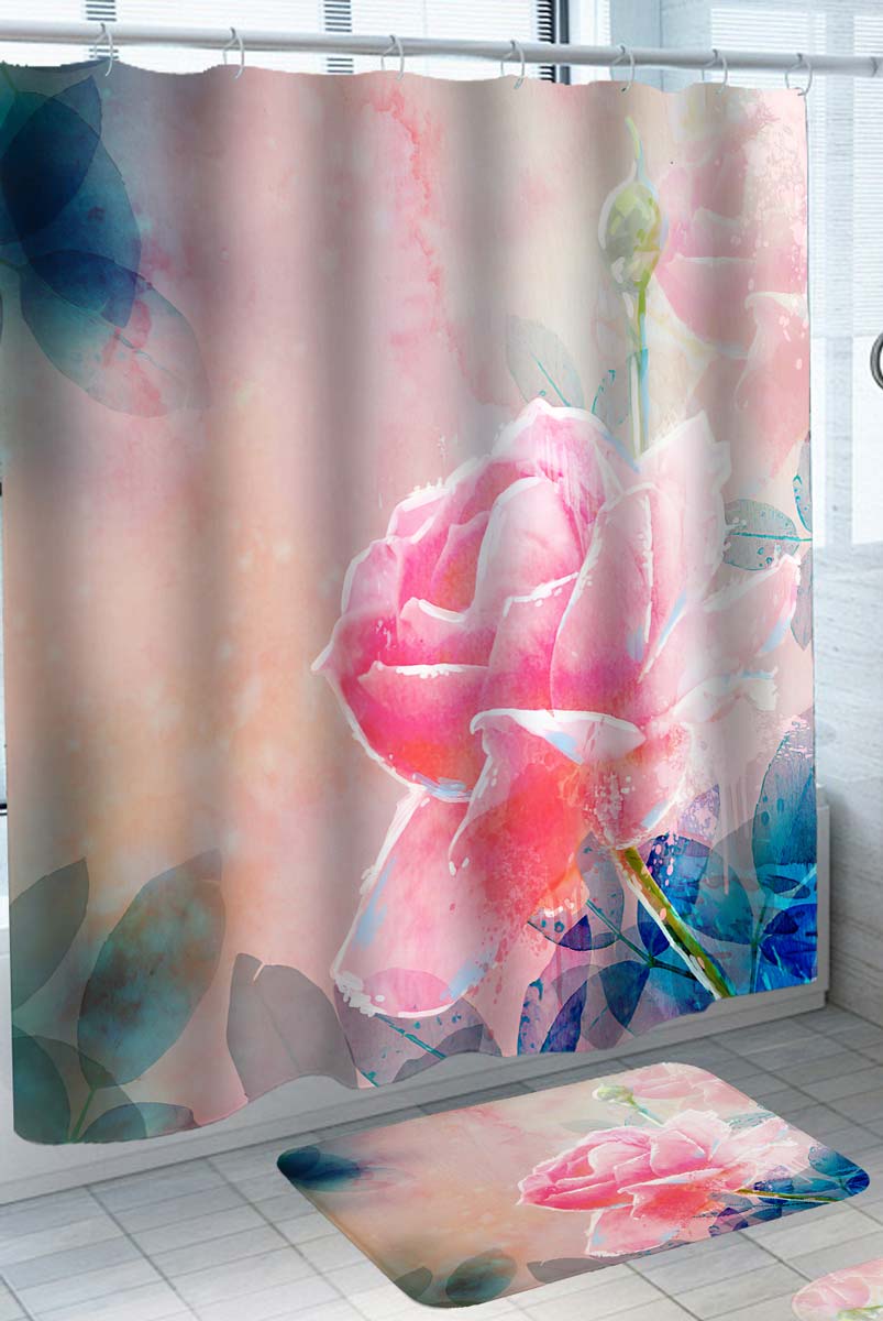 Artistic Shower Curtains Design Pink Rose