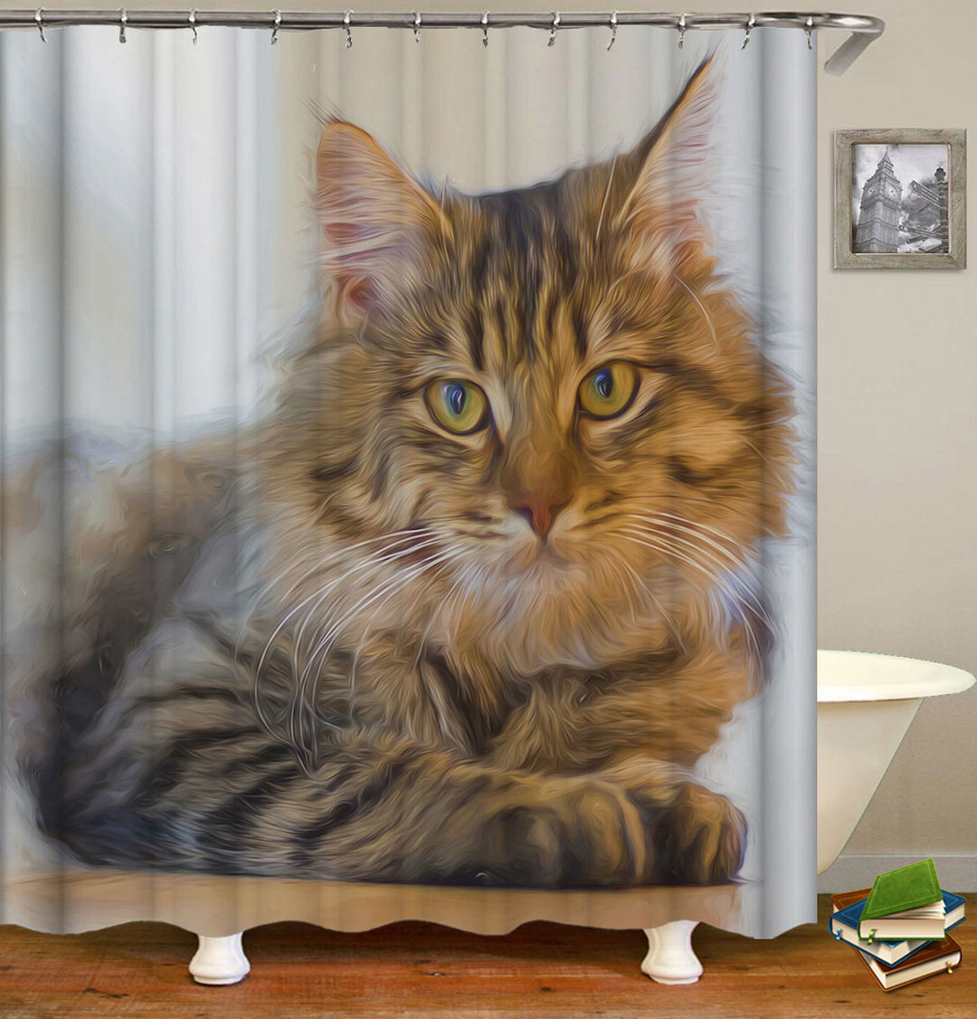 Artistic Shower Curtains with Beautiful Cat