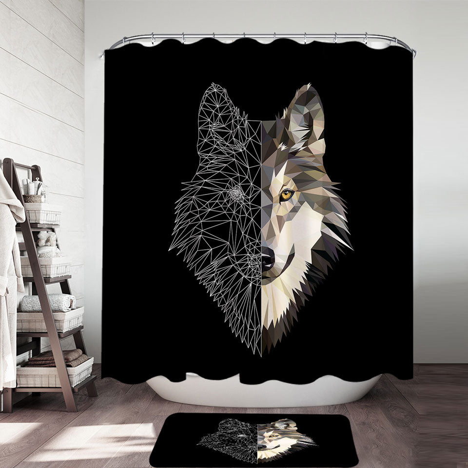 Artistic Wolf Mens Shower Curtains