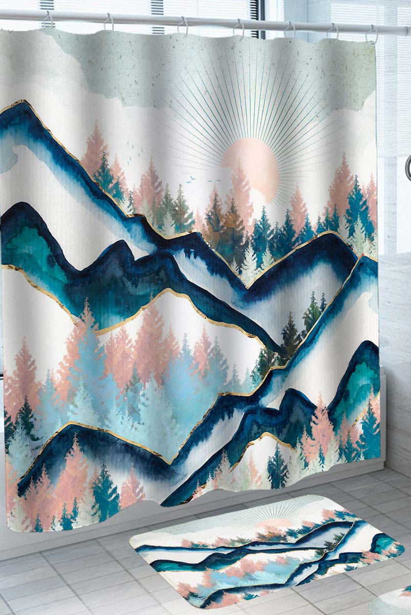 Artwork Sunrise Above the Mountains Shower Curtain