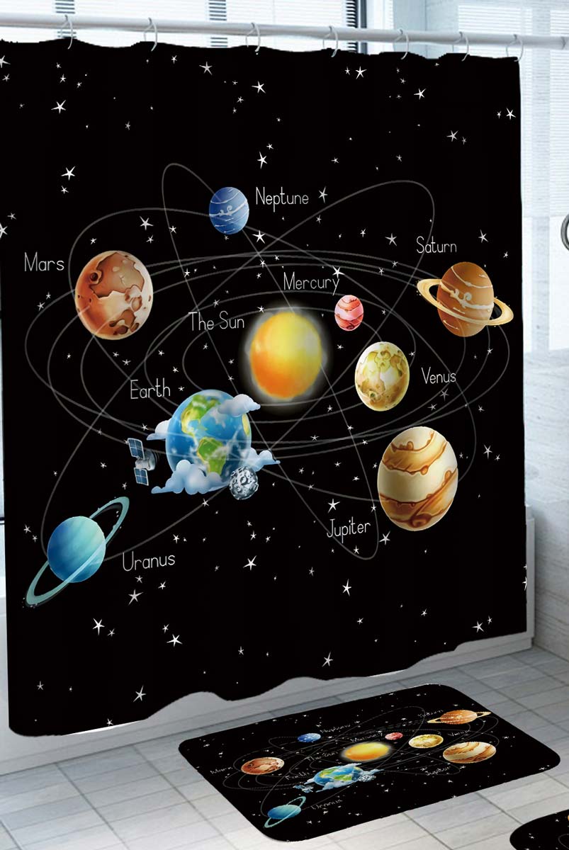 Astronomy Shower Curtain Planets in the Solar System with Names