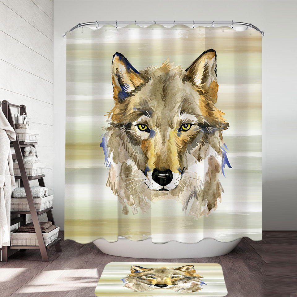 Attractive Painted Wolf Shower Curtain with Wildlife