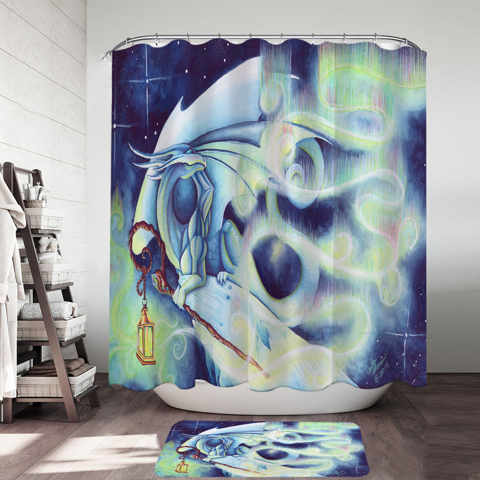 Aurora light Dragon Fantasy Art Bathroom Shower Curtains