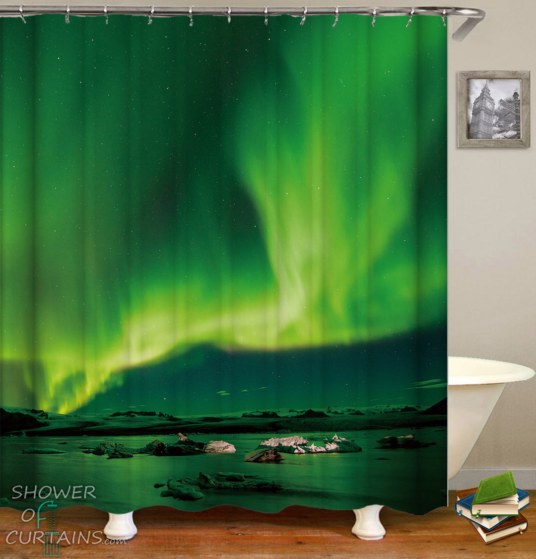 Aurora Shower Curtain - Green Bathroom Decor