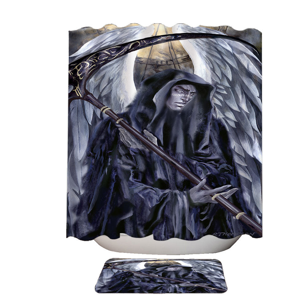 Azriel Cool Shower Curtains Angel of Death Dark Art Drawing