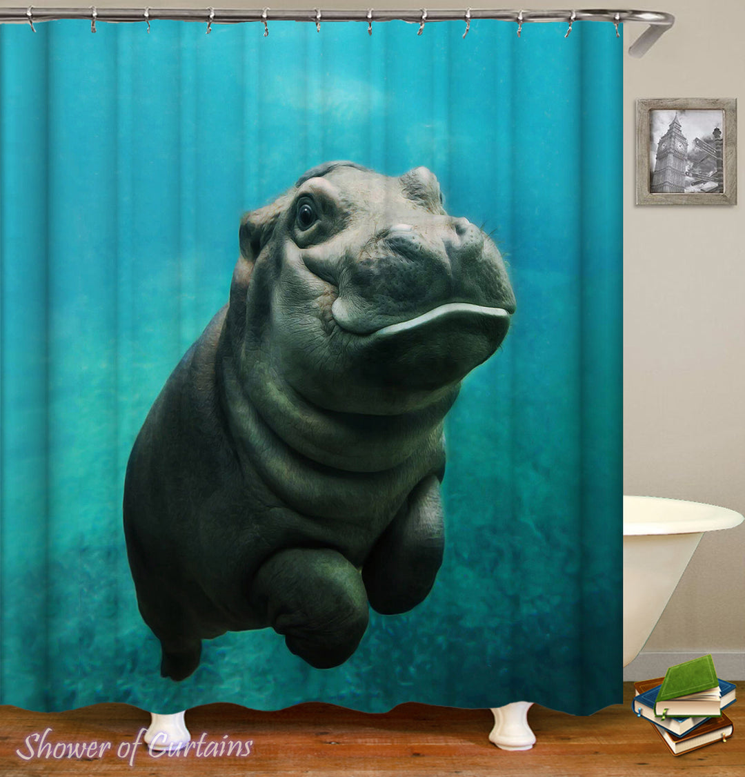 Baby Hippo shower curtain