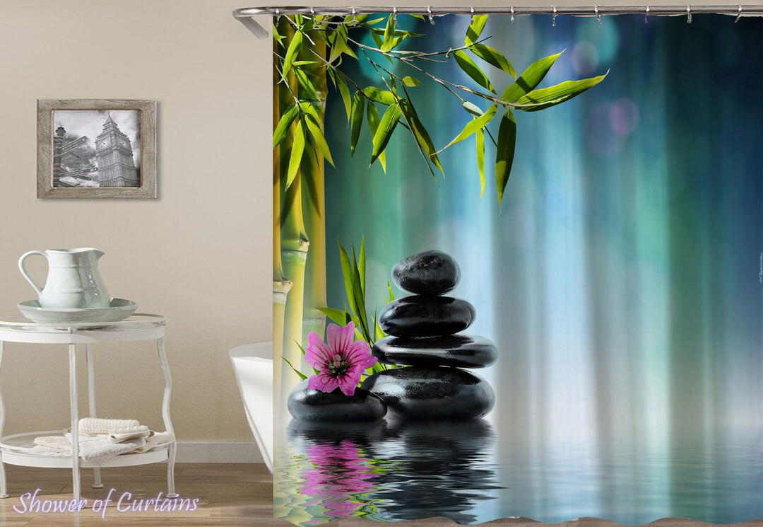 Bamboo Pebbles Spa Shower Curtain