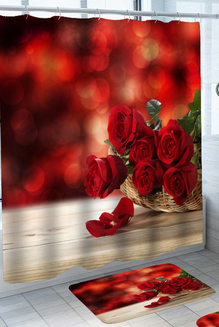 Basket of Roses Shower Curtains and Bathmats