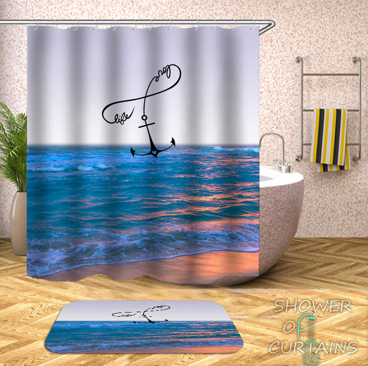 Beach Shower Curtain - Anchor The Beach Life