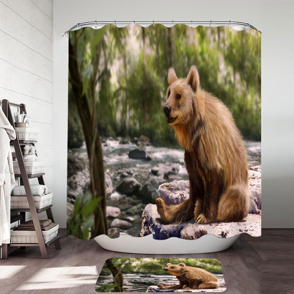 Beautiful Art Cute Wild Bear Shower Curtain
