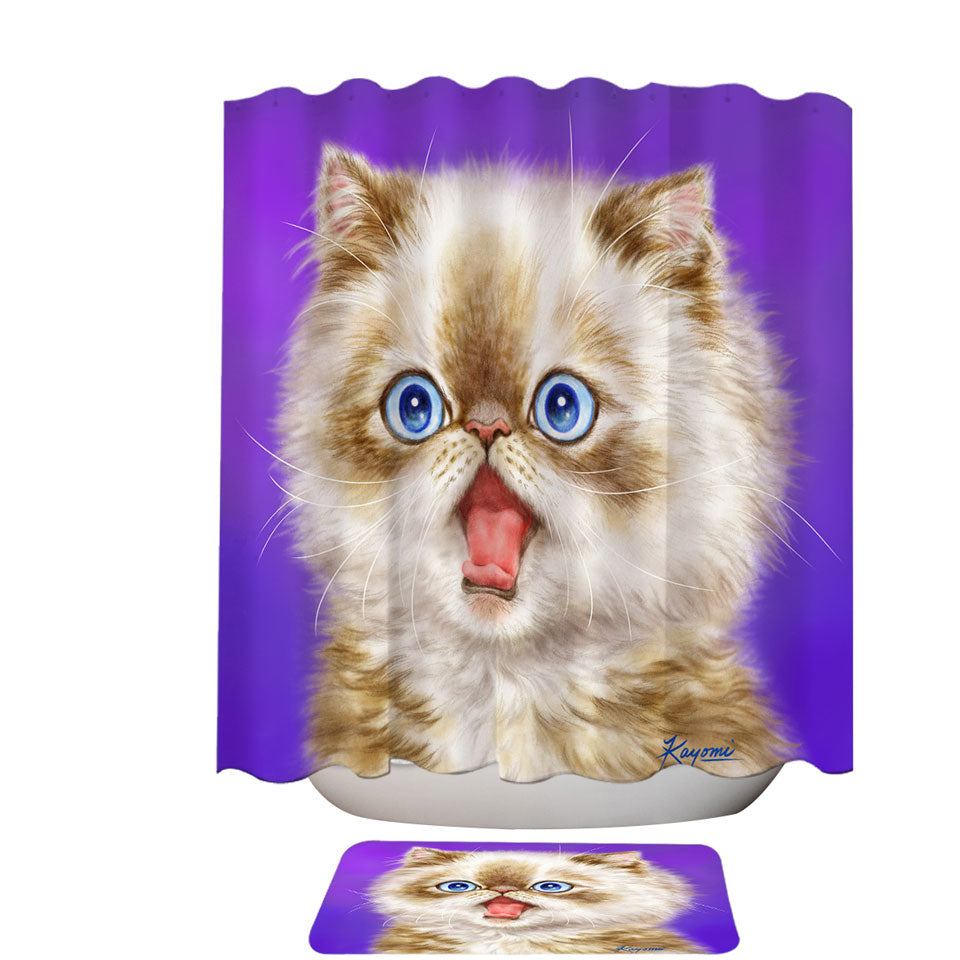 Beautiful Bathroom Shower Curtains Kitten in Shock over Purple