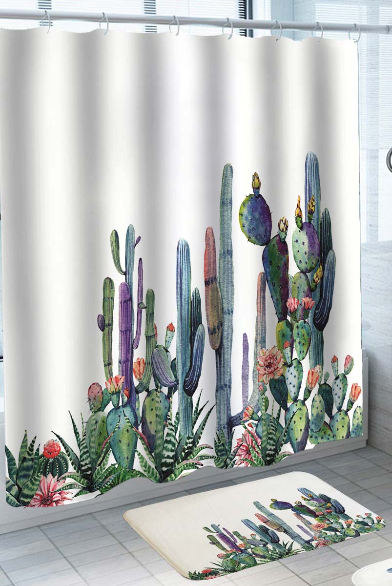 Beautiful Cactus Painting Decorative Shower Curtains