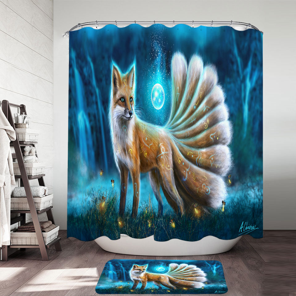 Beautiful Fantasy Fox Shower Curtain with Animal