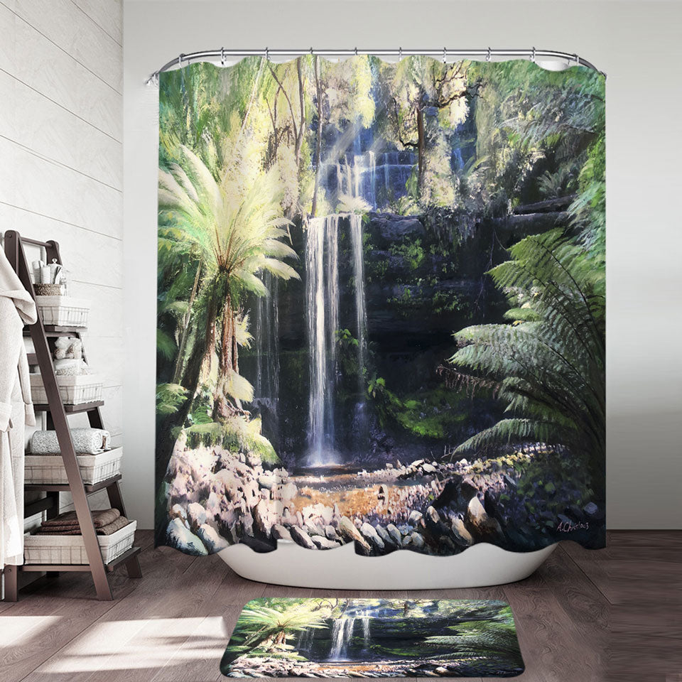 Beautiful Nature Shower Curtain Art Painting Russell Falls