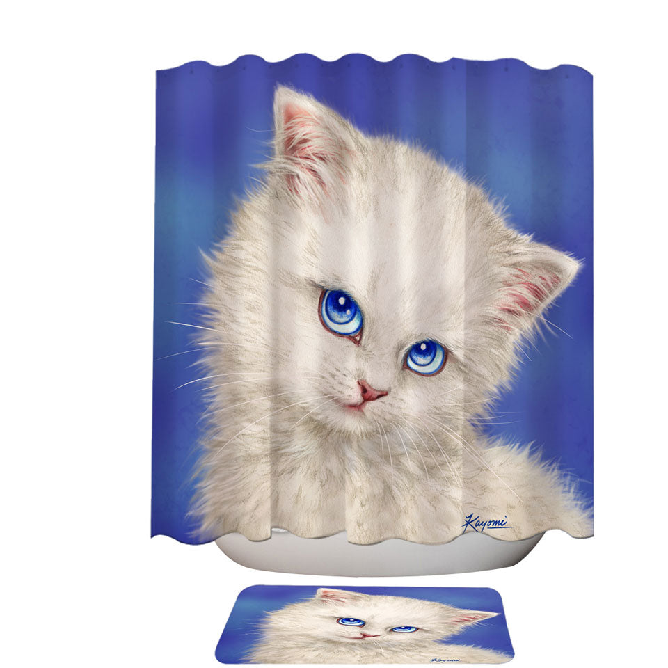 Beautiful Shower Curtains Blue Sapphire Eyes Kitty Cat