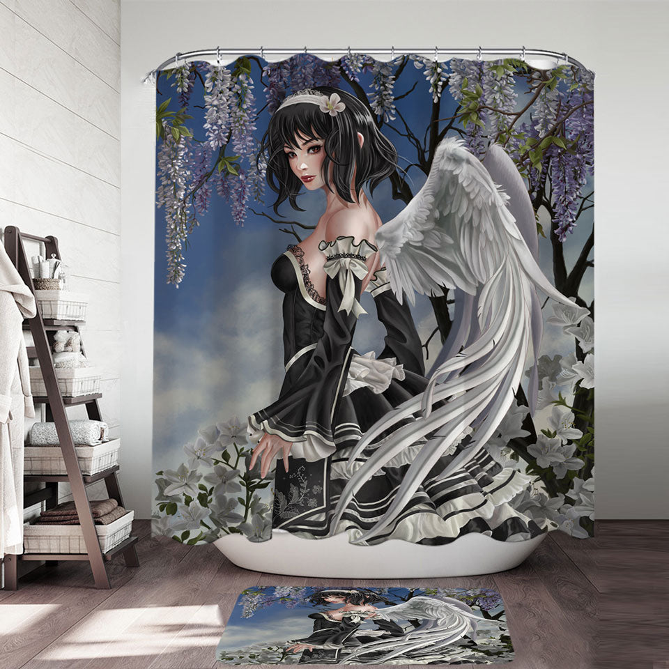 Beautiful Shower Curtains Fairy and White Flowers