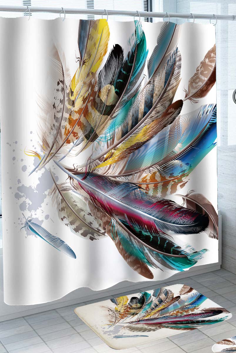 Beautiful Shower Curtains Feathers Ink