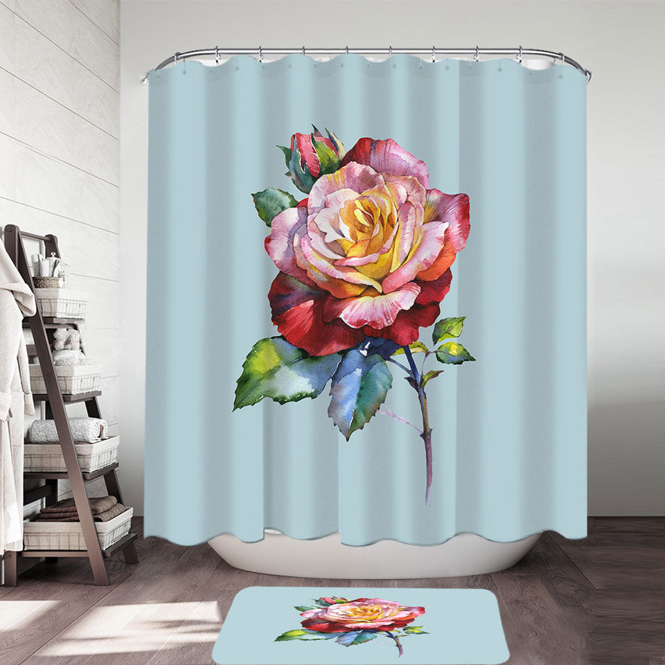 Beautiful Shower Curtains Single Rose Painting