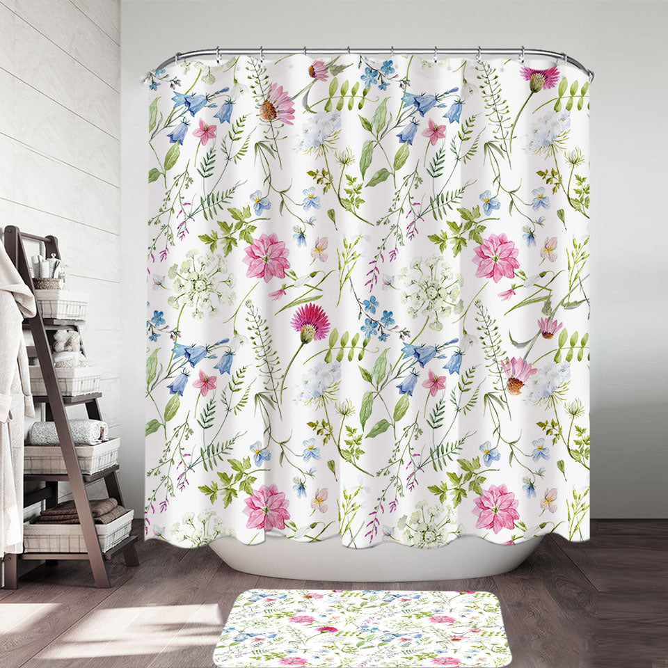 Beautiful Shower Curtains with Spring Flowers