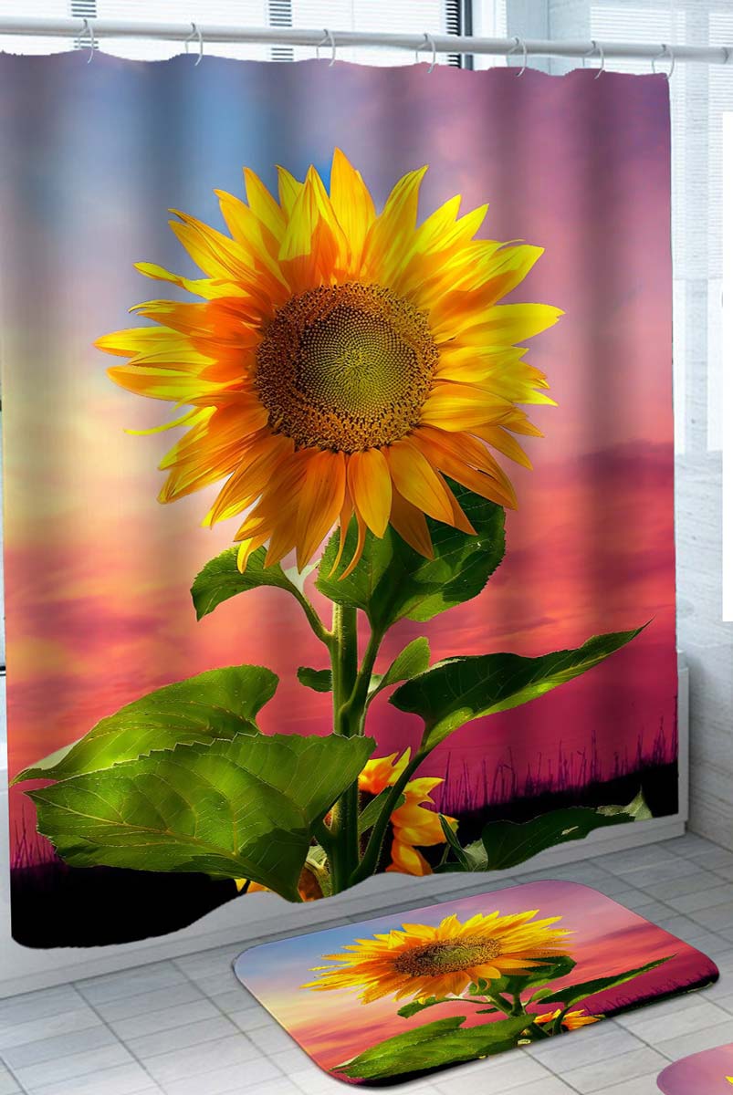 Beautiful Sunflower Flower at Sunset Shower Curtain