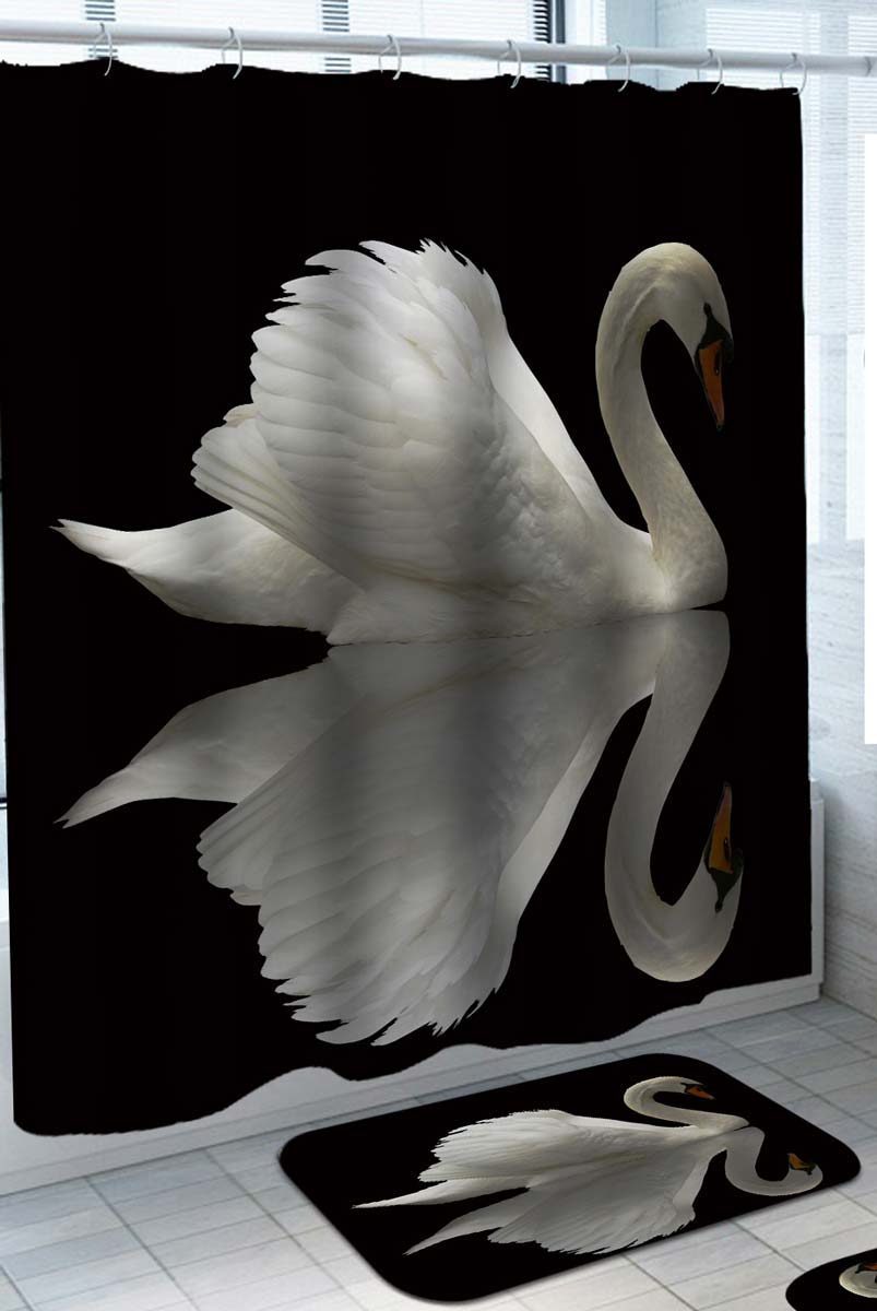 Beautiful White Swan Shower Curtain
