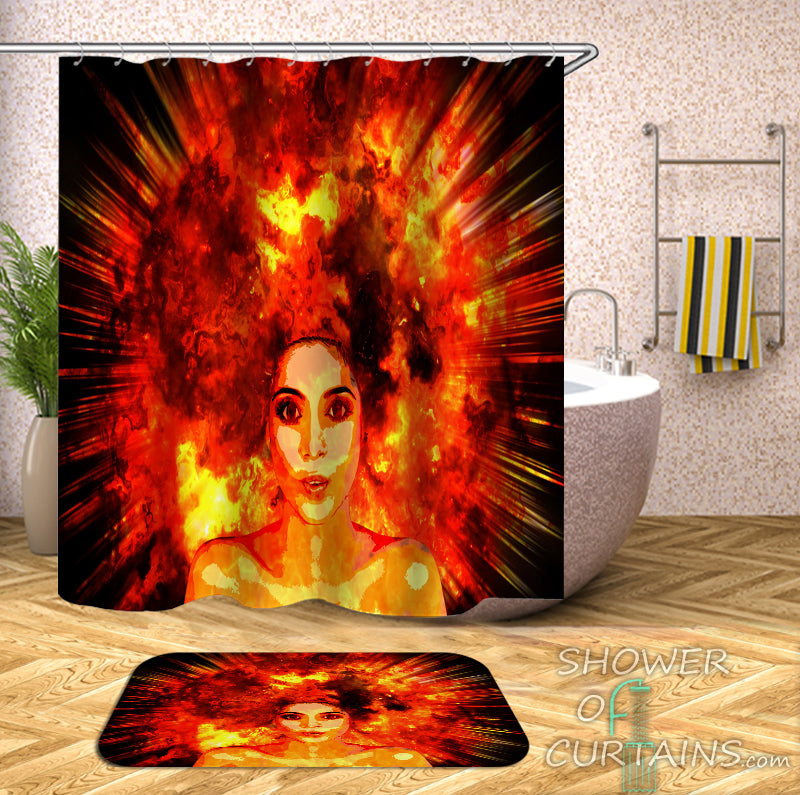 Beautiful Girl Shower Curtain - Real Explosion Hair
