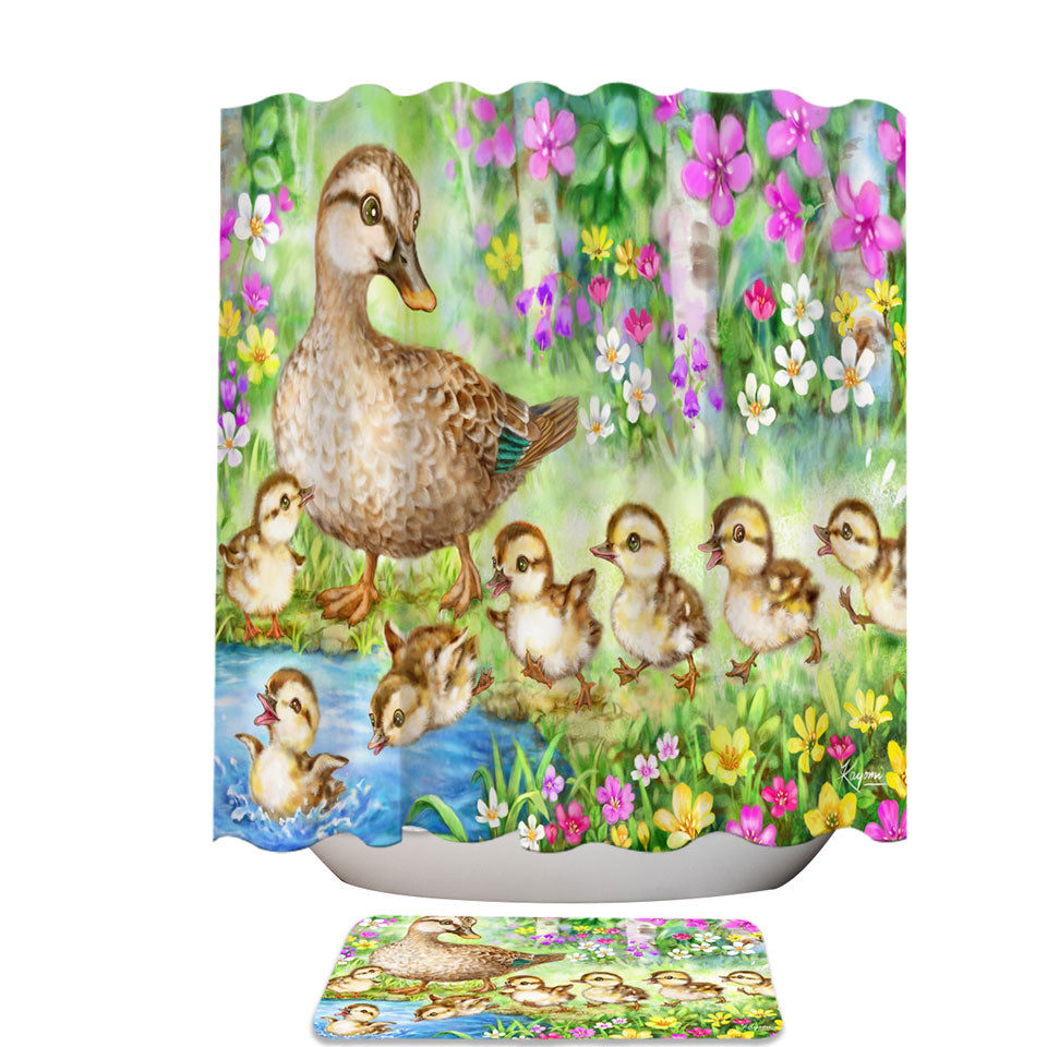 Best Shower Curtains Designs for Kids Children Duck Family