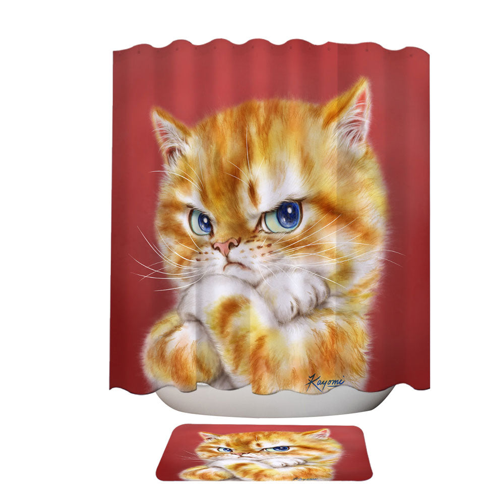 Best Shower Curtains Funny Cats Drawings Angry Cute Ginger Kitty