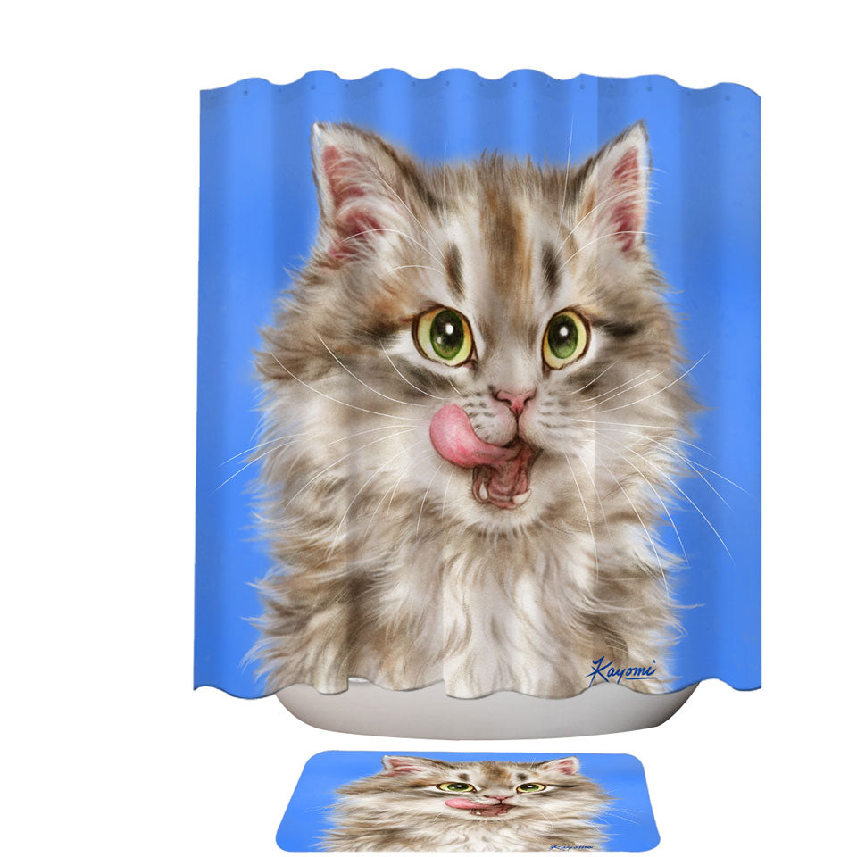Best Shower Curtains with Cats Cute and Funny Art Hungry Furry Kitten