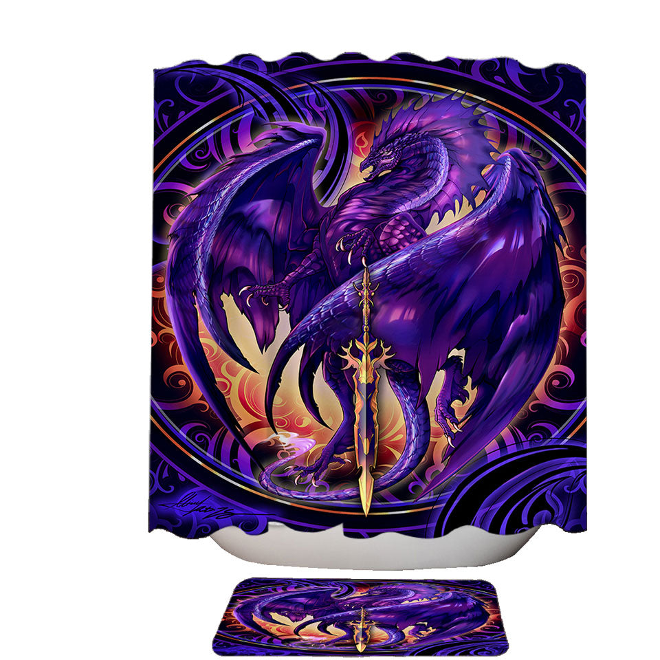 Best Shower Curtains with Cool Fantasy Weapon Purple Dragon Nether Blade