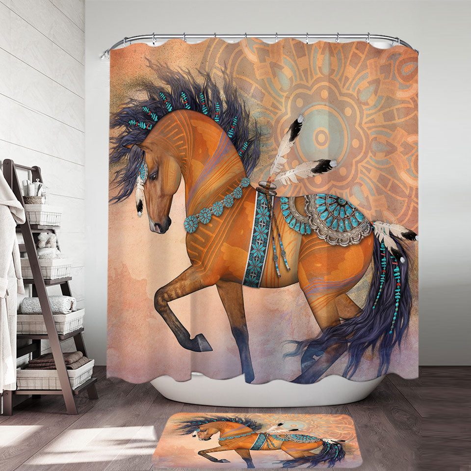 Best Shower Curtains with Native American Horse Art Native Treasure