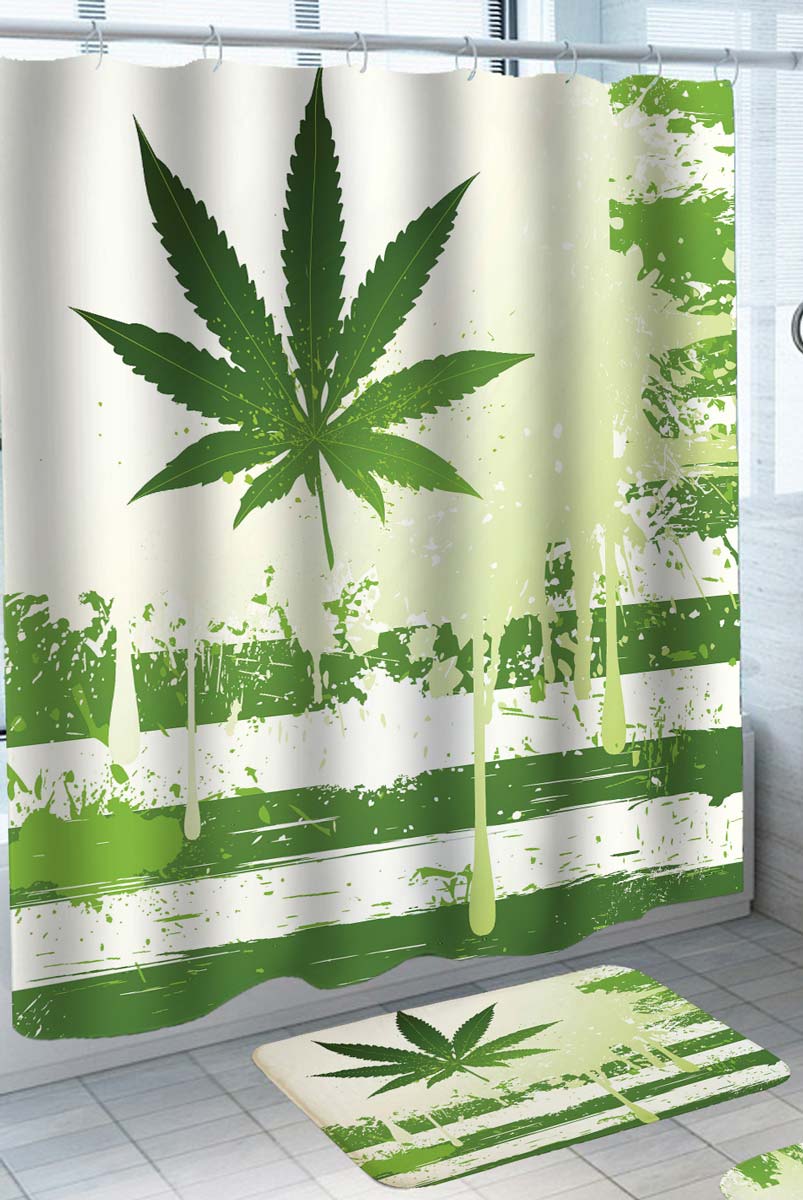 Best place to buy Shower Curtains Green and White Flag Weed Leaf