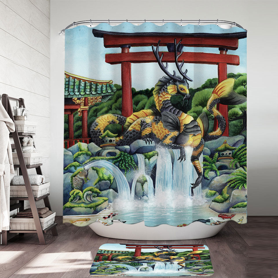 Best place to buy Shower Curtains The Japanese Emperor Koi Fish and Dragon