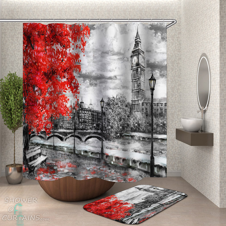 Big Ben Shower Curtain - Art Fall London Shower Curtain