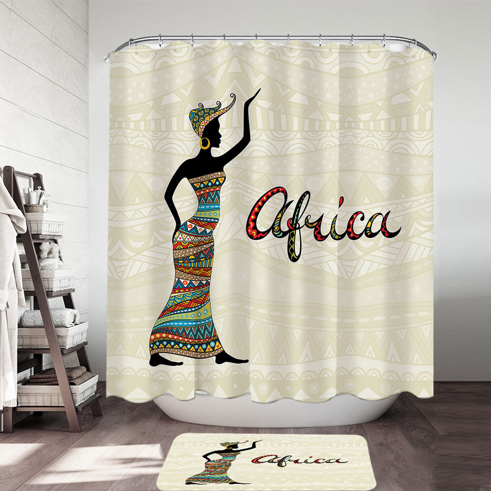 Black African Woman Shower Curtain Present Africa