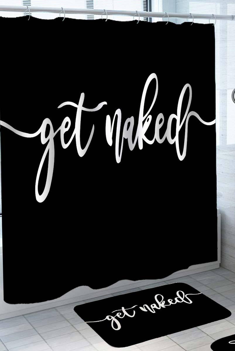Black Background Get Naked Shower Curtain