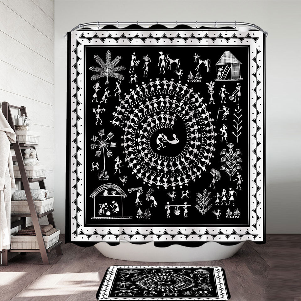 Black and White African Shower Curtain Tribe Story