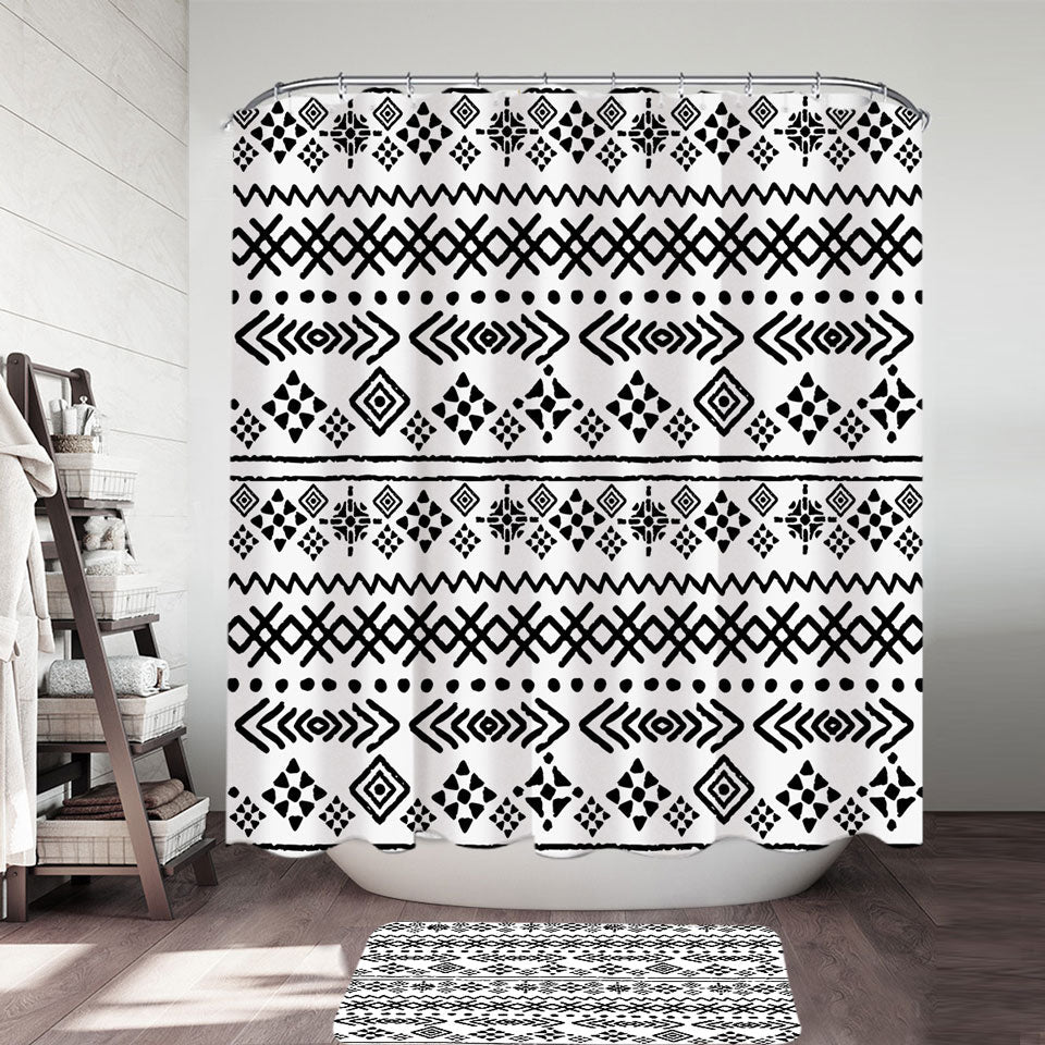 Black and White Aztec Shower Curtain